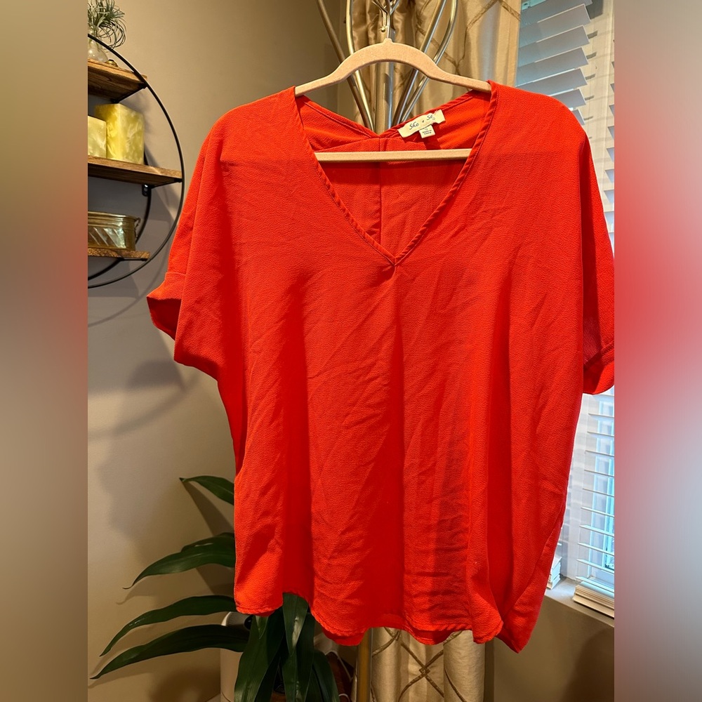 She & Sky Red Blouse